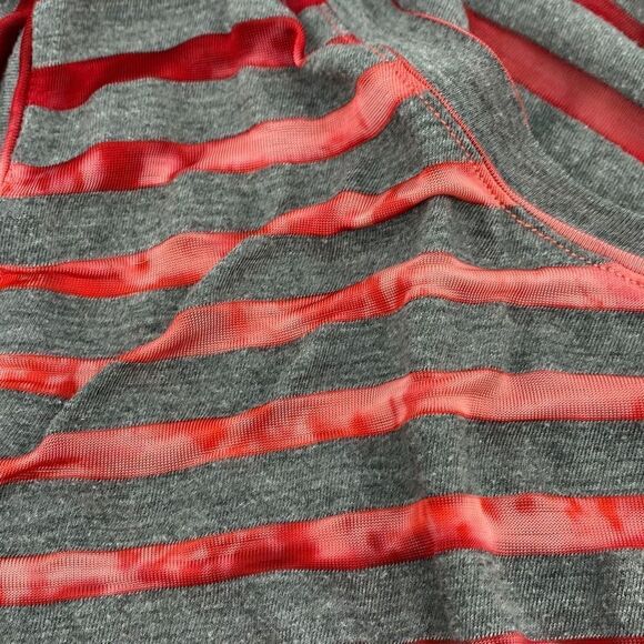 Sundance Mystic Stripe Burn Out Tunic Top Long Sleeve Asymmetric Red/Grey medium - Picture 6 of 6